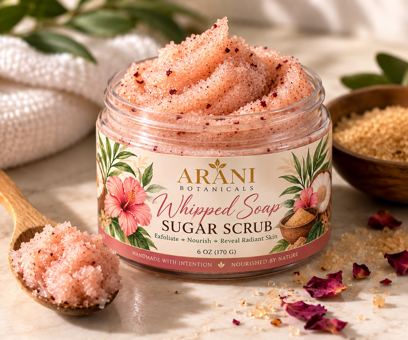 Arani Botanicals Whipped Soap Sugar Scrub, 6 oz