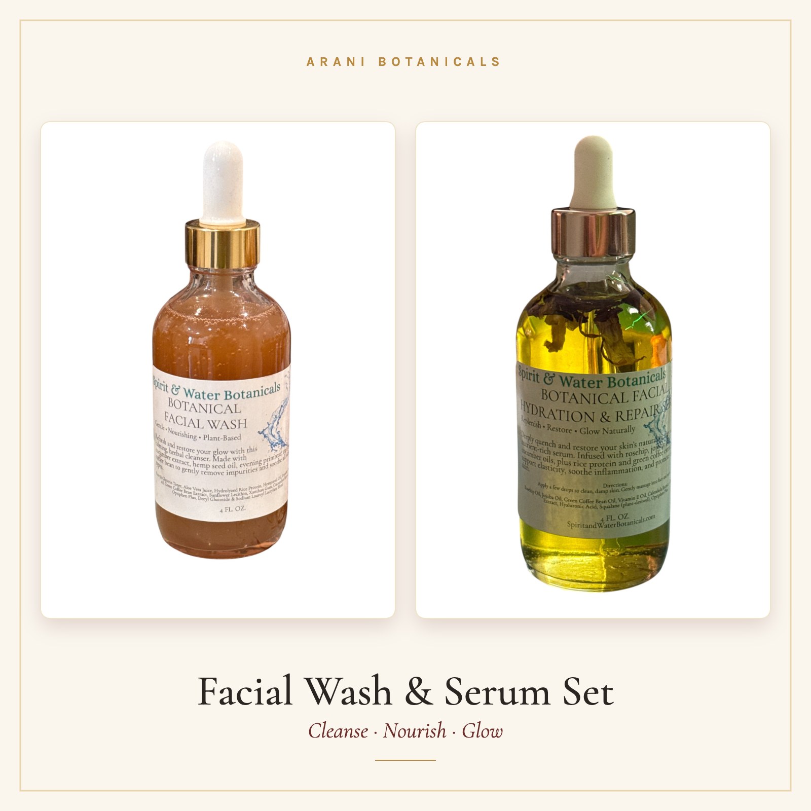 Facial Wash & Serum Set by Arani Botanicals